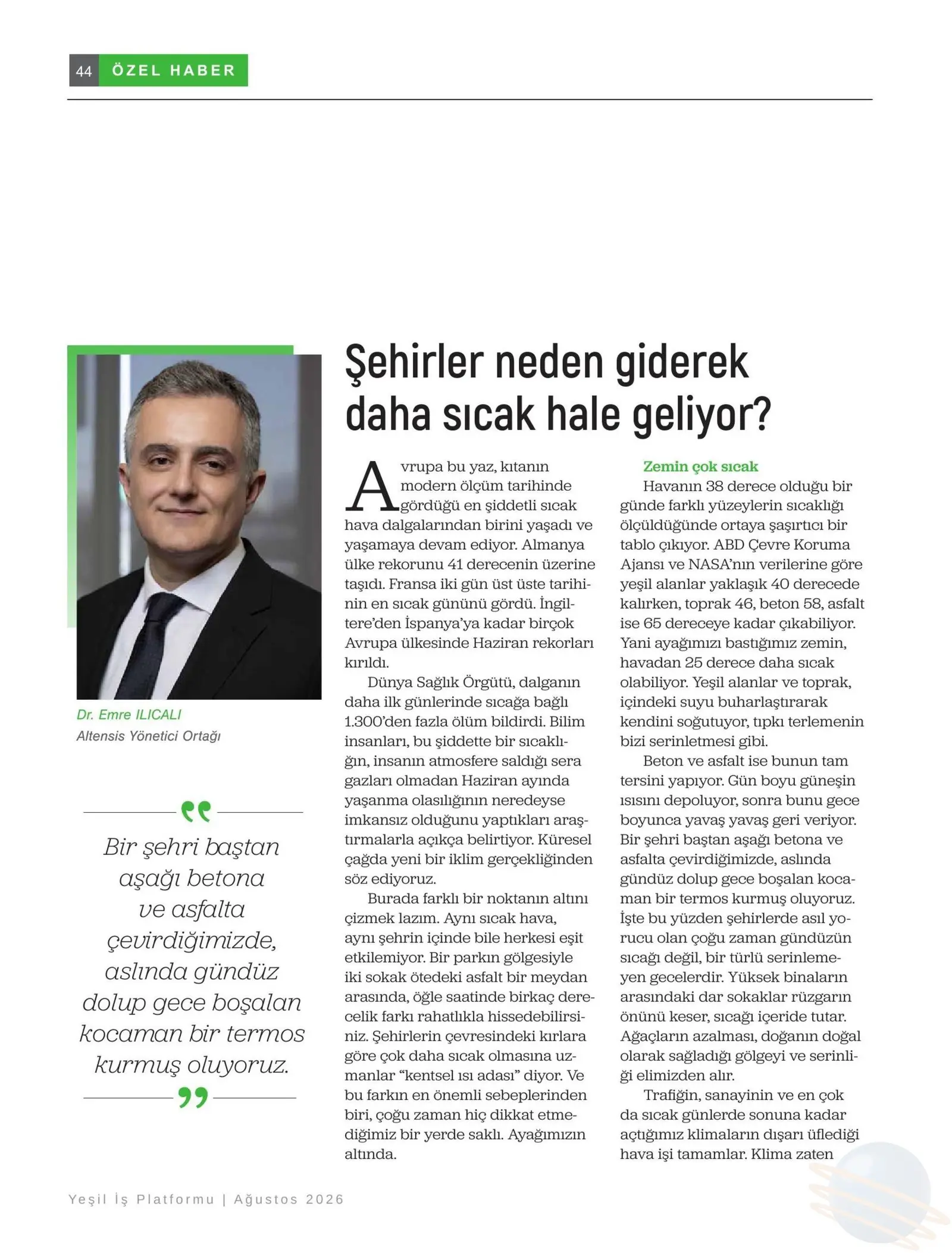 Yeşil İş Platformu Dergisi — Şehirler Neden Giderek Daha Sıcak Hale Geliyor?
