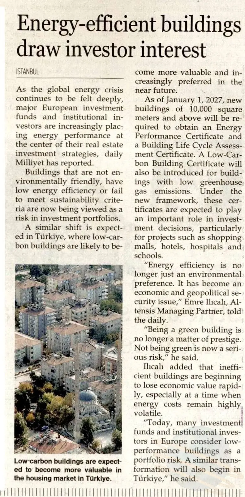 Hürriyet Daily News — Energy-Efficient Buildings Draw Investor Interest