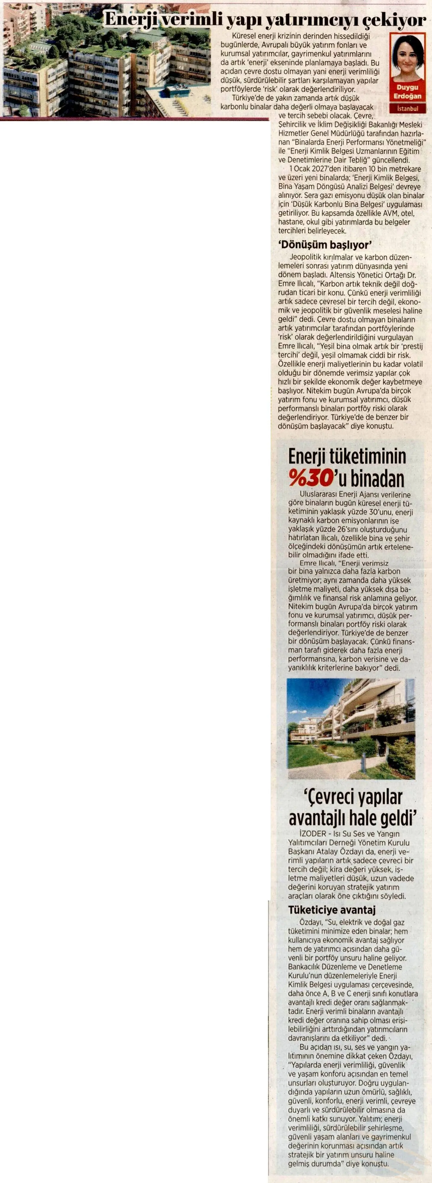 Milliyet — Enerji Verimli Yapı Yatırımcıyı Çekiyor