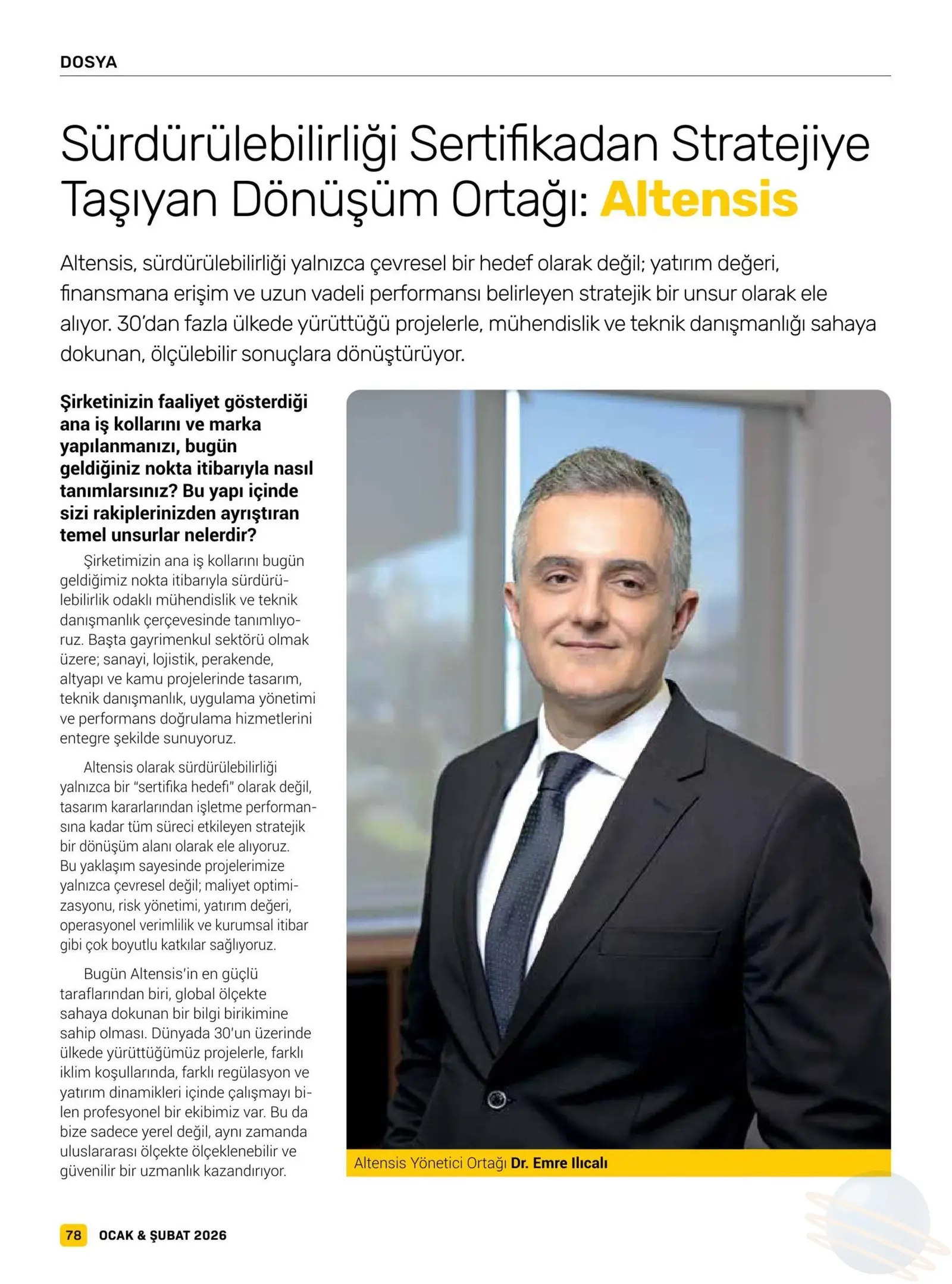Yapı İnşaat Dergisi — Sürdürülebilirliği Sertifikadan Stratejiye Taşıyan Dönüşüm Ortağı: